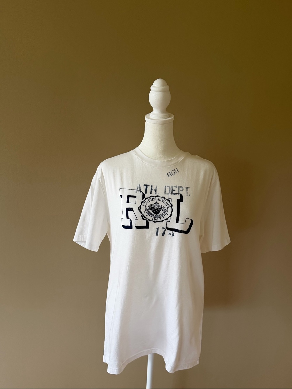Polo by Ralph Lauren White Tee with Navy RL Athletic Graphic